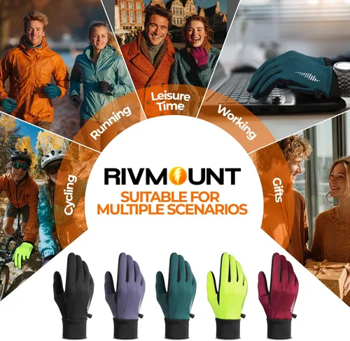 Miniatura 6 de rivmount Guantes de invierno para mujeres y hombres, guantes de forro de pantalla táctil para clima frío, 3 capas resistentes al viento