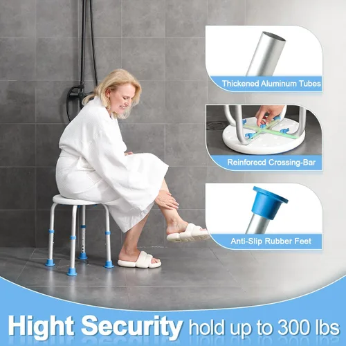 Miniatura 4 de SOUHEILO Silla de ducha ajustable para ducha interior, taburete de ducha redondo elegible para HSA/FSA para bañera interior, asiento de ducha sin