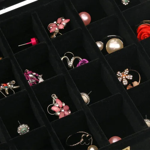 Miniatura 4 de 24 rejillas de terciopelo anillo de cristal pendientes caja de joyería organizador de pendientes soporte de almacenamiento vitrina