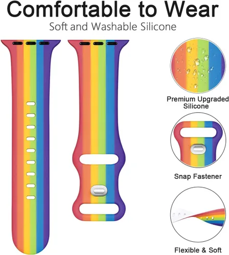 Miniatura 2 de Lerobo - Correas compatibles con Apple Watch de 44 mm, 42 mm, 49 mm, 45 mm y 46 mm para mujeres, correas deportivas de silicona con estampado floral
