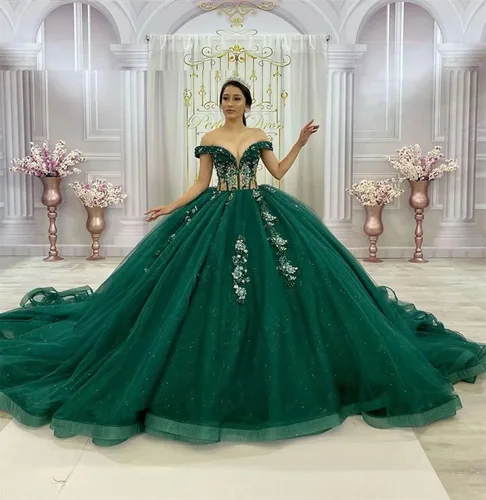 Miniatura 5 de Zhangyo V cuello dulce 16 vestidos de quinceañera vestido de bola hinchado fuera del hombro vestido de 15 años tul vestido de fiesta CXL050