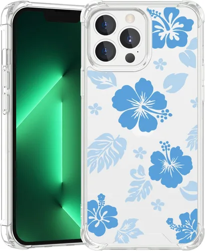 Miniatura 68 de Funda para iPhone 8 Plus y iPhone 7 Plus, linda funda Kawaii azul hibisco hawaiano floral estética floral para niñas preppy mujeres