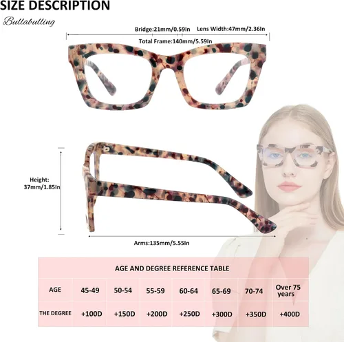 Miniatura 5 de Paquete de 3 anteojos de lectura estilo Oprah con bisagra de resorte, bloqueo de luz azul, para computadora, cuadrados para mujeres y hombres