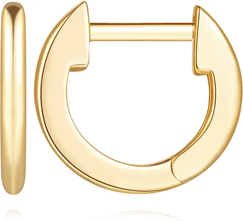Aretes de aro de oro de 14 quilates, aretes de aro pequeños de oro para mujer, aretes de oro de 14 quilates para mujer, minimalistas (0.472 in x