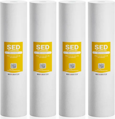 Miniatura 12 de Max Water Filtro de sedimentos de 1 micrón de 20 x 4.5 pulgadas, cartucho de repuesto para sistema de filtración de agua de 20 pulgadas para toda