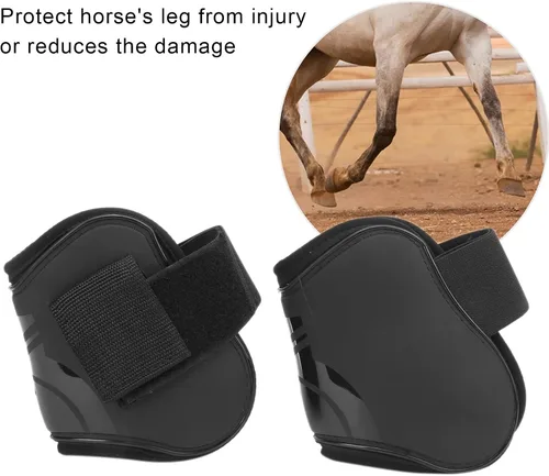 Miniatura 8 de Zerodis Botas de tendón de caballo, 4 unidades, botas protectoras de pezuña de caballo, ligeras, ajustables, botas de frente abierto, botas equinas