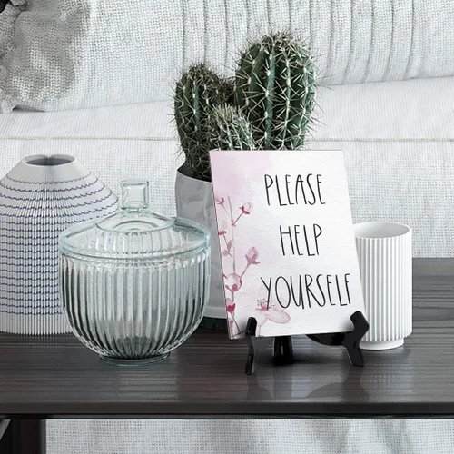 Miniatura 3 de Letrero de mesa con caballete, diseño floral de vid (6 x 8 pulgadas)