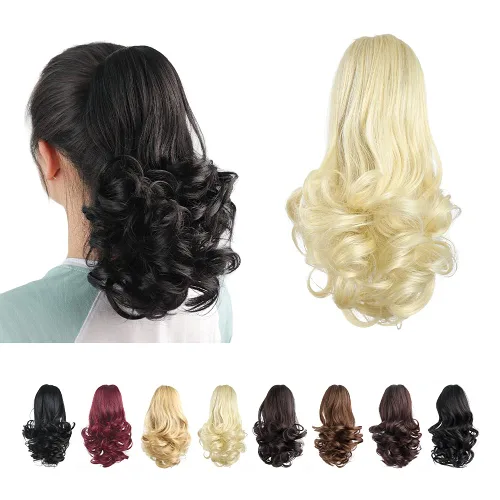 Miniatura 7 de Extensiones de cola de caballo de cabello rubio, extensiones de cola de caballo para mujer, pinza de extensiones de cabello rizado de 12 pulgadas