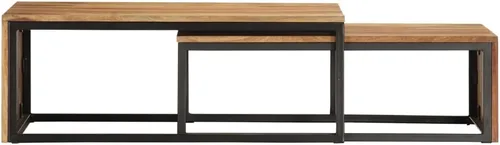 Miniatura 4 de Mesas nido, mesa de centro única, pequeña mesa de centro elevada adecuada para sala de estar, balcón, oficina, sala de estar familiar, 2 piezas