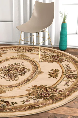 Miniatura 16 de Alfombra de pastoral con medallón de tejido suave y grueso, estilo europeo, con diseño floral y tradicional, fácil de limpiar, moderna, clásica