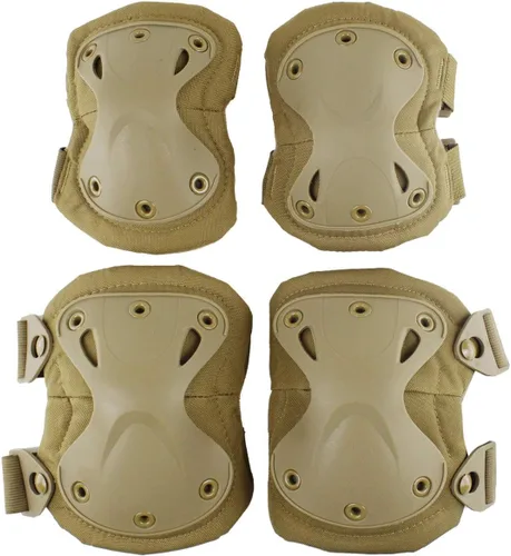 Almohadillas Protectoras Tácticas de Combate para Rodilla y Codo para Juegos de Paintball CS al Aire Libre, Ciclismo, Seguridad, Equipo de Canela