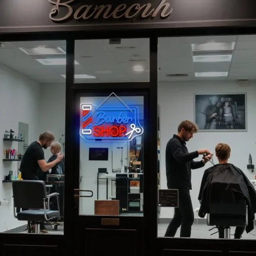 Miniatura 3 de Looklight Letrero de neón para barbería, señal de poste de barbero con LED, luces de neón para decoración de pared, señal de neón para estación