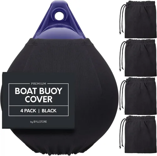 Cubiertas para boya de barco | Paquete de 1, 2 y 4 | Negro | Diámetro x Longitud: 15 ″ x 19 ″ & 17.5 ″ x 21 ″ | Poliéster (paquete de 4 y 15 ″ x 19