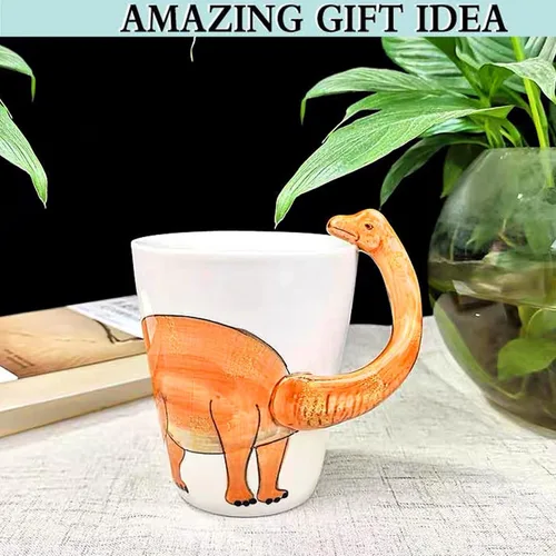 Miniatura 2 de Taza de cerámica 3D de dinosaurio, mango de dragón de cuello largo, novedoso regalo para Navidad, Día de Acción de Gracias, Día de la Madre, Día
