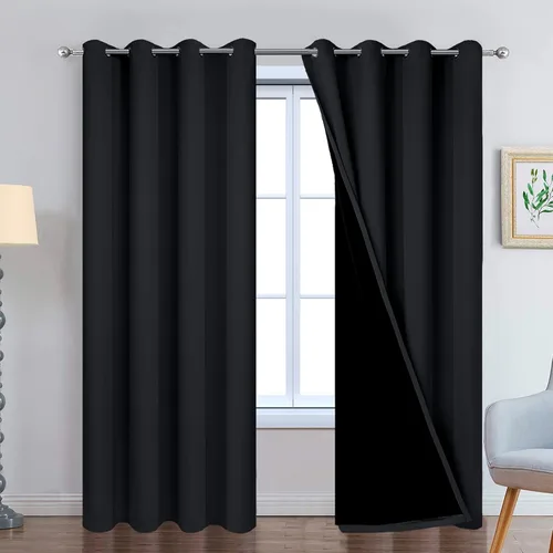 Yakamok Cortinas 100% Opacas de 84 Pulgadas de Largo para Dormitorio, 2 Capas Gruesas con Aislamiento Térmico y Ojales, Cortinas Totalmente Opacas