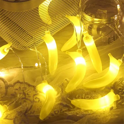 Miniatura 8 de Guirnalda de luces de frutas alimentadas por pilas, lámpara de iluminación para interiores y exteriores, fresa, uva, sandía, limón/plátano