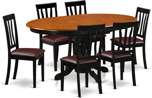 Miniatura 16 de East West Furniture AVAT5-BLK-C - Juego de mesa de comedor de 5 piezas para 4 personas, incluye una mesa de cocina ovalada con hojas de mariposa y 4