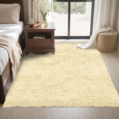 Miniatura 37 de Alfombra de Área 8x10 para Sala de Estar: Alfombras Shag Gris Claro Ultra Suaves y Esponjosas, Alfombra Grande Difusa de Felpa