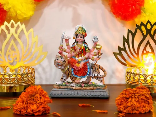 Miniatura 5 de BangBangDa Durga - Estatua de tigre pequeña de 4.1 pulgadas de alto para tablero de instrumentos de vehículo, diosa hindú, día del padre, día