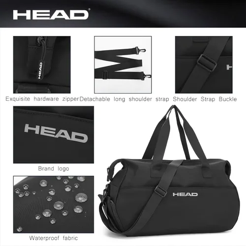 Miniatura 7 de HEAD Bolsa de deporte para mujer, bolsa de viaje impermeable de 32 litros con compartimento separado para zapatos, 4 formas de llevar, bolsa