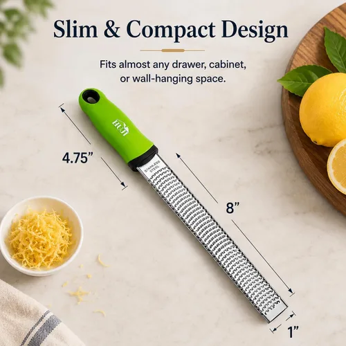 Miniatura 5 de HUJI Rallador y rallador de cítricos: limón, jengibre, ajo, trufa, queso, cuchillas afiladas de acero inoxidable con cubierta protectora, apto