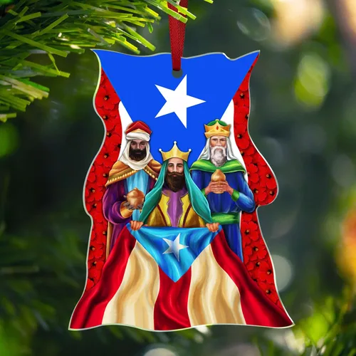 Miniatura 20 de FLAGWIX Regalos de Navidad de Puerto Rico para mujeres y hombres, adornos de madera 2025 para decoración de árboles, adorno de Navidad de Puerto