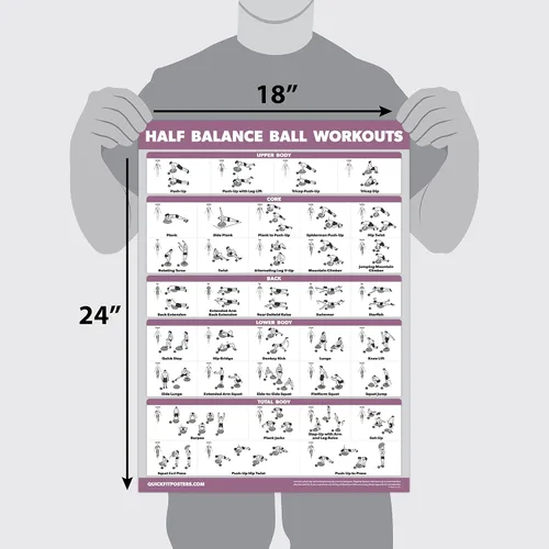 Miniatura 2 de Palace Learning Póster de entrenamiento de media pelota de equilibrio - Tabla de ejercicios (laminado, 18 x 24 pulgadas)