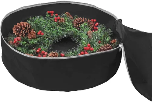 Miniatura 5 de Bolsa de almacenamiento para coronas de Navidad, de 48 pulgadas, asas hechas de poliéster Oxford 600D resistente, grande de 36 pulgadas Negro