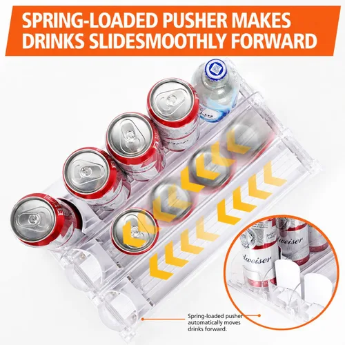 Miniatura 2 de Organizador de latas de soda apilable para refrigerador, dispensador automático de bebidas con empujador, capacidad para 25 a 30 latas, organizador