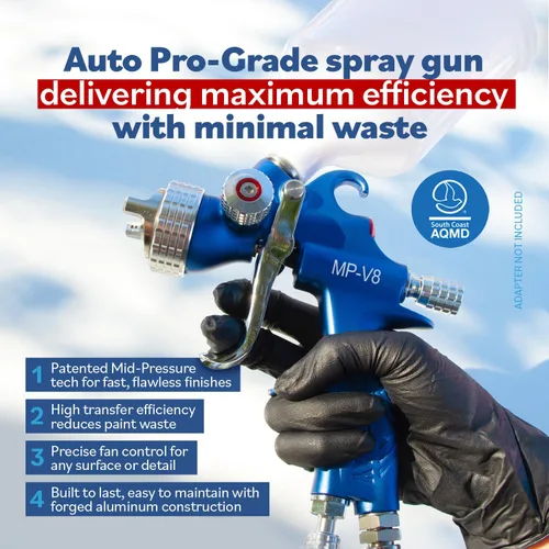 Miniatura 2 de Fuji Spray Pistola de pulverización automotriz con copa de aluminio de 600 cc (V8 Series-MP-V8 - transparente) Pistola de pintura automotriz