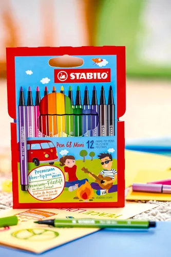 Miniatura 4 de STABILO Bolígrafo de punta de fieltro premium 68 Mini - Cartera de 18 - Colores surtidos