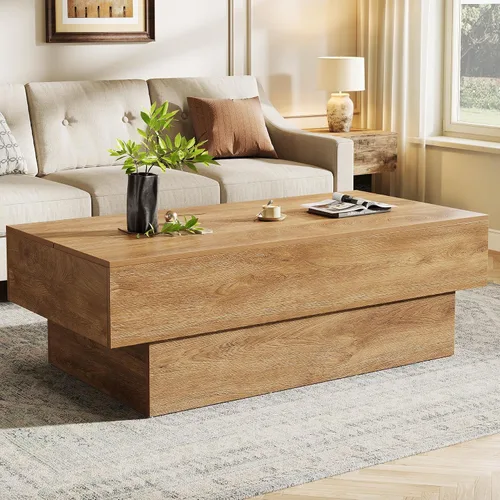 Miniatura 9 de Tribesigns - Mesa de café moderna negra, mesa de té rectangular de madera de 55 pulgadas, mesa central grande para sala de estar, sala de recepción