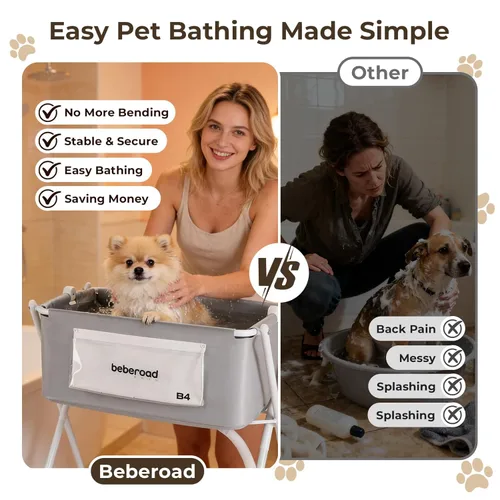 Miniatura 3 de Bañera para Perros Estación de Lavado de Perros con Cepillo para Perros Pequeños y Medianos, Gatos, Bañera B4 Plegable para Perros para Baño y Aseo