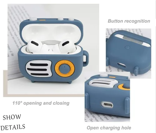 Miniatura 3 de Funda 3D de radio retro compatible con AirPods Pro, divertida funda Kawaii de silicona de dibujos animados para AirPod Pro