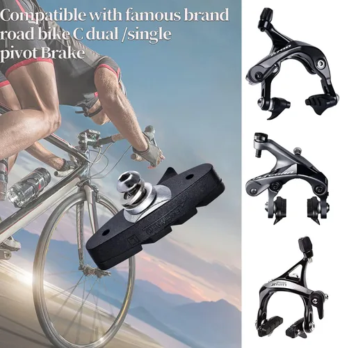 Miniatura 5 de Pinzas de freno de bicicleta de carretera, pinza de freno de doble pivote de aluminio premium con almohadillas de aleación para bicicleta
