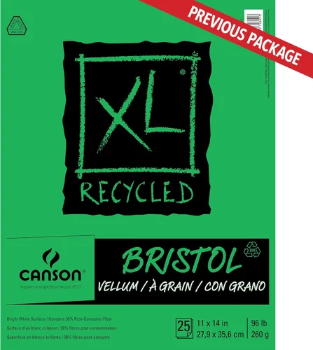 Miniatura 2 de Canson Almohadilla Bristol reciclada serie XL, plegable, 11 x 14 pulgadas, 25 hojas, papel de artista para estudiantes, marcador, bolígrafo, tinta