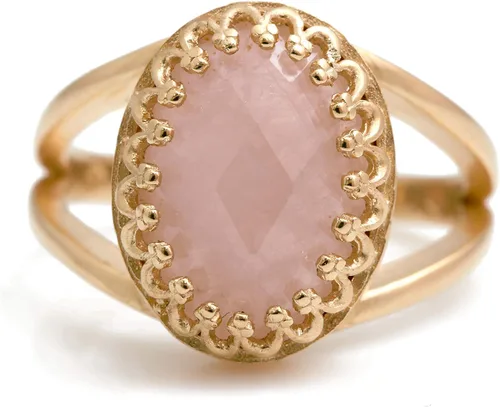 Miniatura 3 de Precioso anillo de cuarzo rosa con banda rellena de oro rosa de 14 quilates – Anillo apilable atemporal para cumpleaños, aniversarios y otras