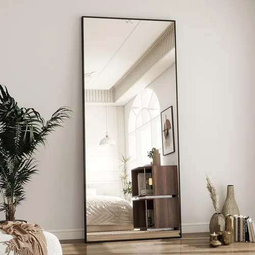 Miniatura 26 de BEAUTYPEAK - Espejo de longitud completa con soporte, de 56 pulgadas x 21 pulgadas, espejo de piso con marco fino de aleación de aluminio, espejos
