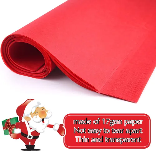 Miniatura 3 de MIAHART 60 Hojas de Papel de Seda de Navidad 50 * 35cm Papel de Regalo de Navidad para DIY y Artesanía Bolsas de Regalo Decoraciones (Rojo)