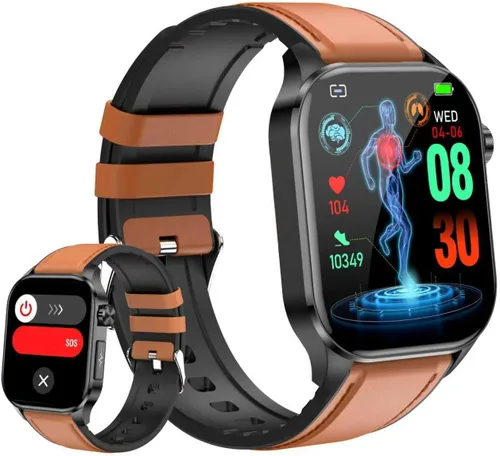 Miniatura 11 de Reloj inteligente para hombres y mujeres con llamadas Bluetooth, presión arterial, frecuencia cardíaca, oxígeno en sangre, estrés, HRV, monitor