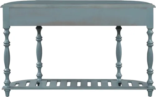 Miniatura 7 de P PURLOVE Consola curvada circular retro para sofá, mesa de entrada con 4 cajones y estante inferior para entrada, pasillo, mesa de estilo antiguo