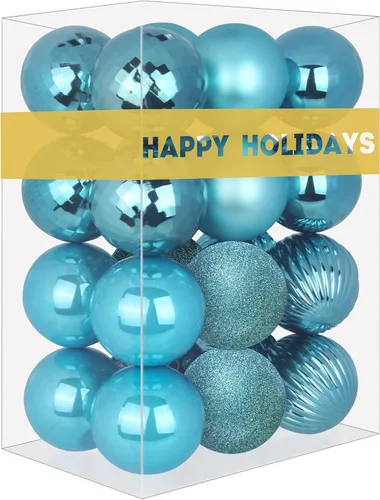 Miniatura 62 de Bolas de Navidad Grandes de 3.2" en Azul Bebé - Adornos para Árbol de Navidad, Bolas Colgantes Inastillables para Cumpleaños, Halloween, Boda