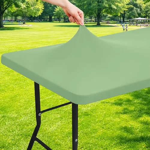 Miniatura 13 de Moosfor Mantel rectangular de elastano de 4 pies, manteles elásticos ajustables para pícnic, funda elástica y lavable para mesa de patio para Azul