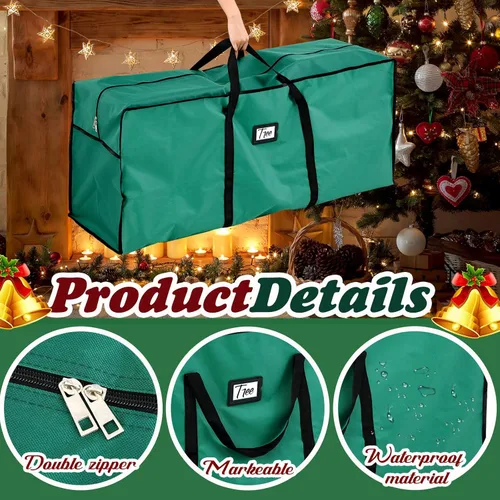 Miniatura 3 de Paterr Paquete de 2 bolsas de almacenamiento para árbol de Navidad de 7.5 pies, Oxford 600D resistente al agua para árbol de Navidad artificial