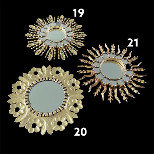 Miniatura 8 de Espejo peruano decorativo dorado, 12.0 in, Sunburst/Starburst, anticuado, espejo montado en la pared para sala de estar, hecho a mano arte de pared
