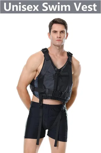 Miniatura 8 de Yueta Chaleco de natación para adultos, correa ajustable en la entrepierna, chaqueta de natación para kayak, pesca, deportes acuáticos