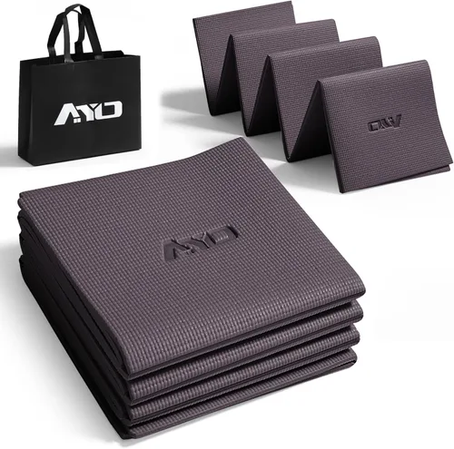 AYO - Tapete de yoga, plegable, de 0.2 pulgadas (0.236 in) de grosor, tapete de entrenamiento, ancho, ligero, popular, cómodo de llevar, incluye