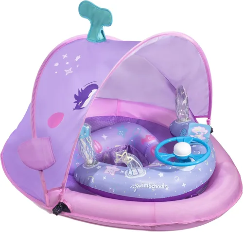 Miniatura 7 de SwimSchool Infant Baby Pool Floats, Free Swimming, Super Buoyant – Ages 6-24 Months – Multiple Colors/Styles – Adjustable Canopies and Seats, Splash