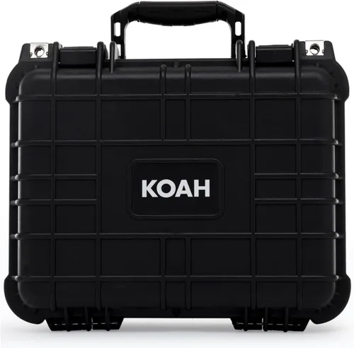 Koah Funda rígida de plástico resistente a la intemperie con espuma personalizable (13 x 11 x 6 pulgadas), a prueba de agua y golpes, para cámaras,