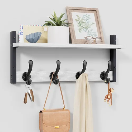Miniatura 17 de Tatub Perchero rústico de 29 pulgadas con estante, ganchos de pared de entrada con estante, perchas para baño, sala de estar, dormitorio